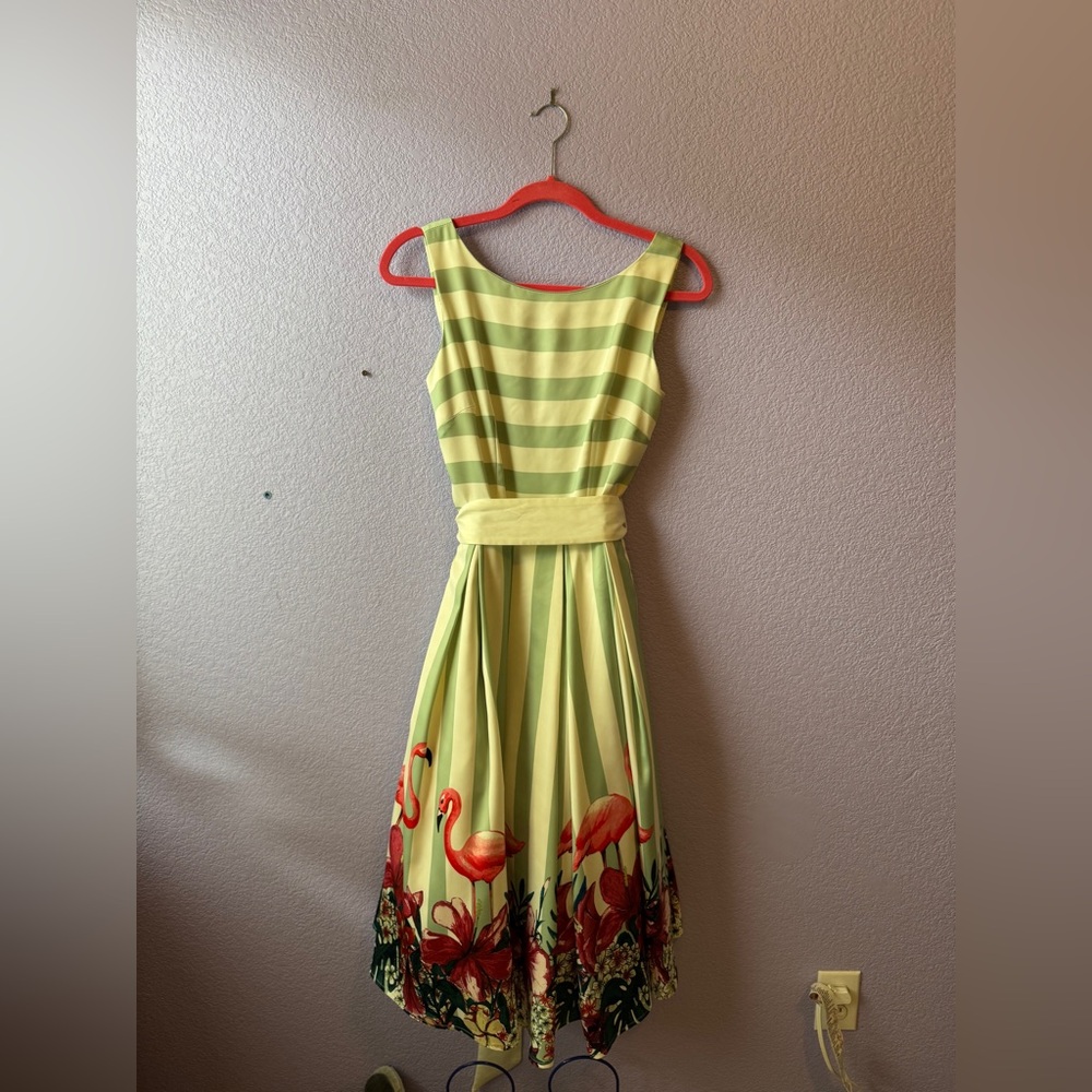 tea party flamingo dress with pockets